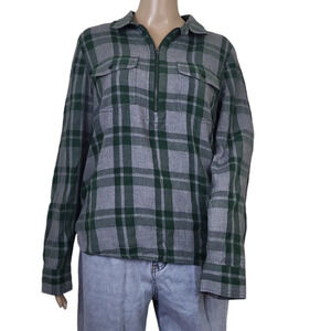 Madewell Flannel Zip Front Popover Top F6722